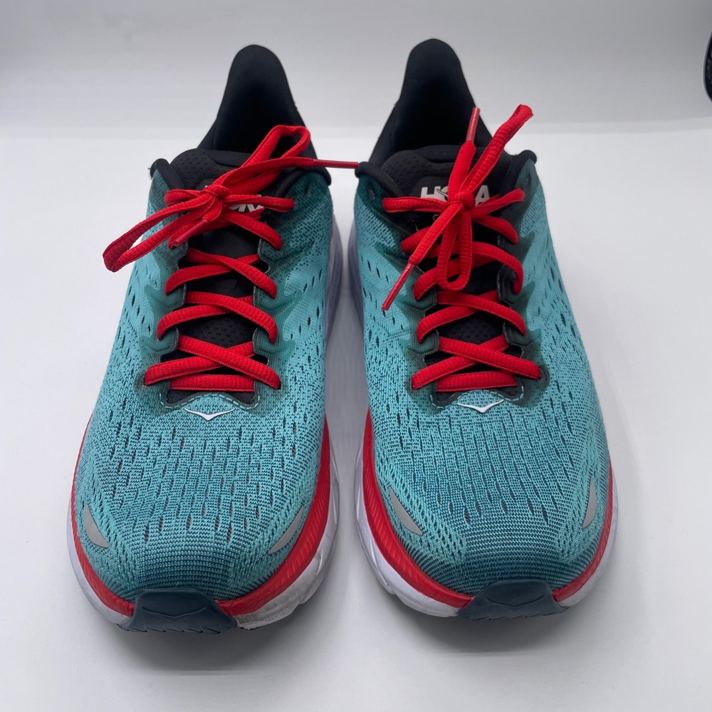 Hoka Clifton 8 Running Shoes Mens 8 Wide Teal Red 1121374 RTAR Sneakers